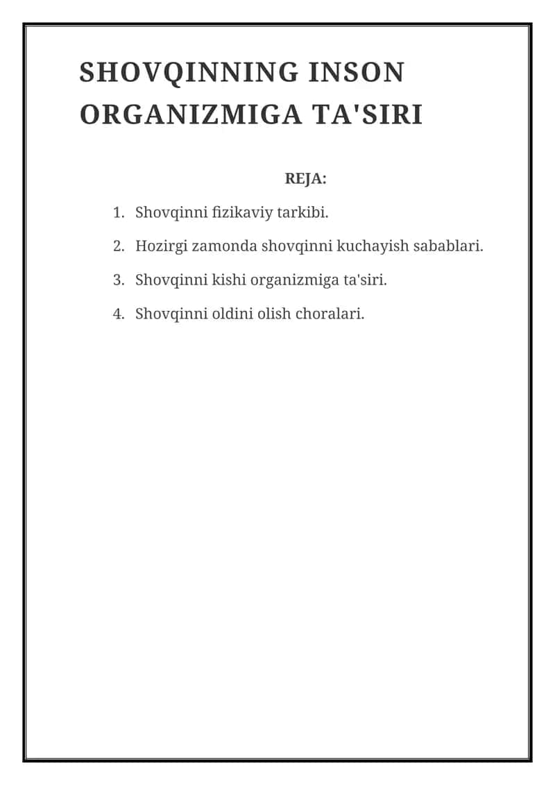 Shovqinning inson organizmiga ta'siri