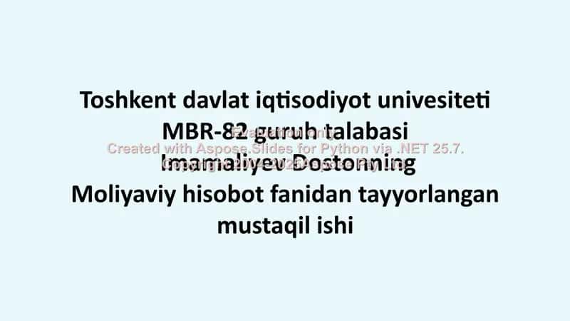Moliyaviy Hisobotning Xalqaro Standartlari
