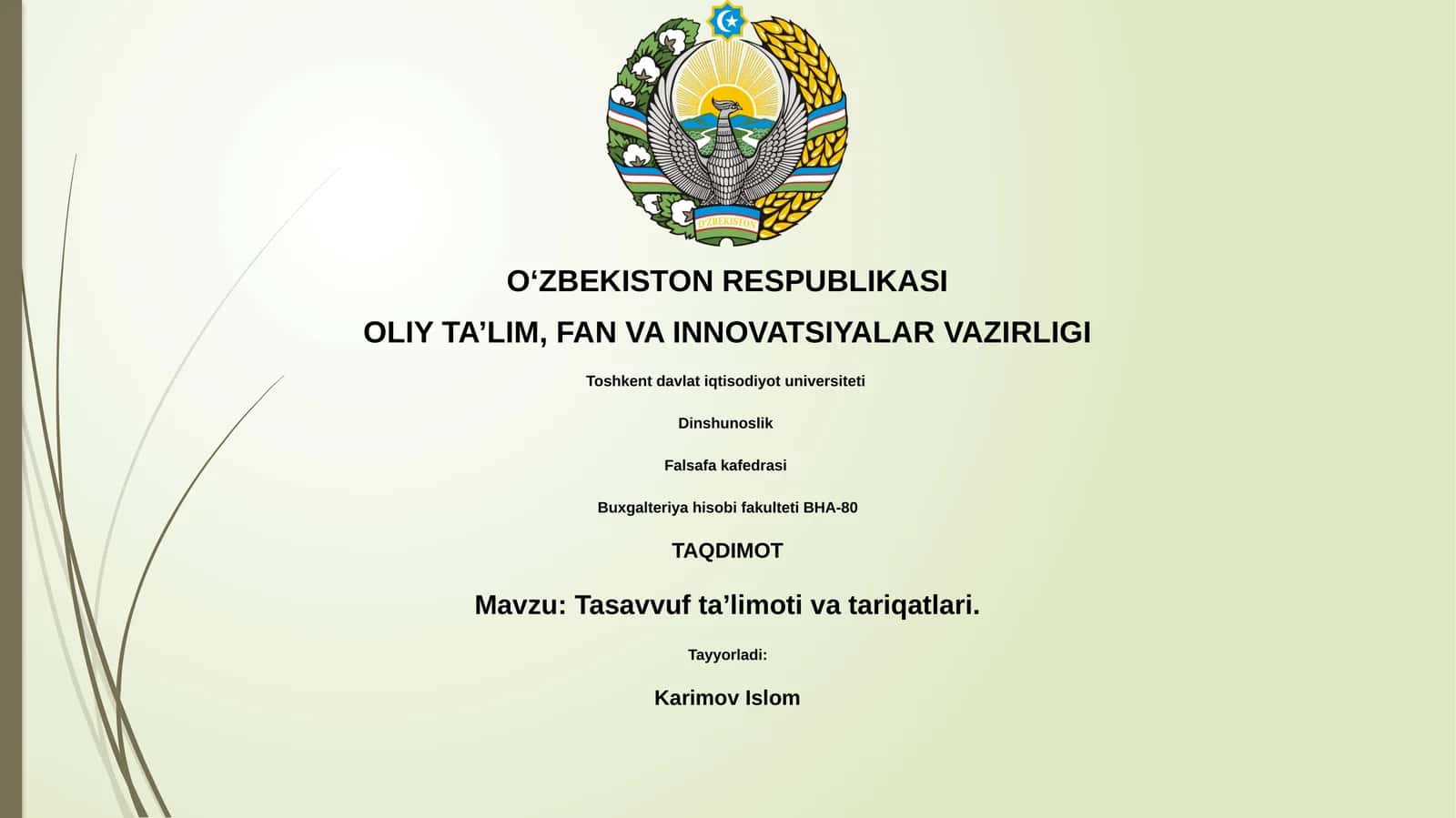 Tasavvuf ta’limoti va tariqatlari