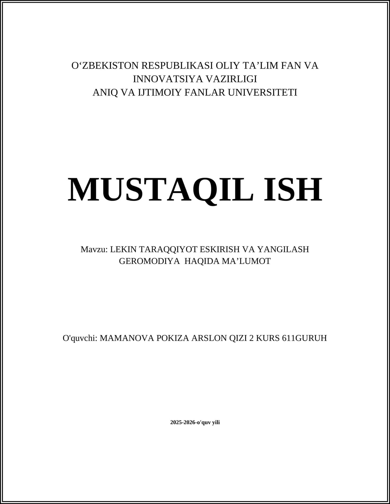 GEROMODIYA VA ESKIRISH HAQIDA MAʼLUMOT