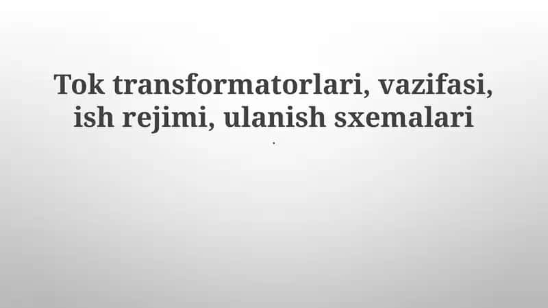 Quvvat transformatorlarining nosozliklarni bartaraf etish va texnik xizmati