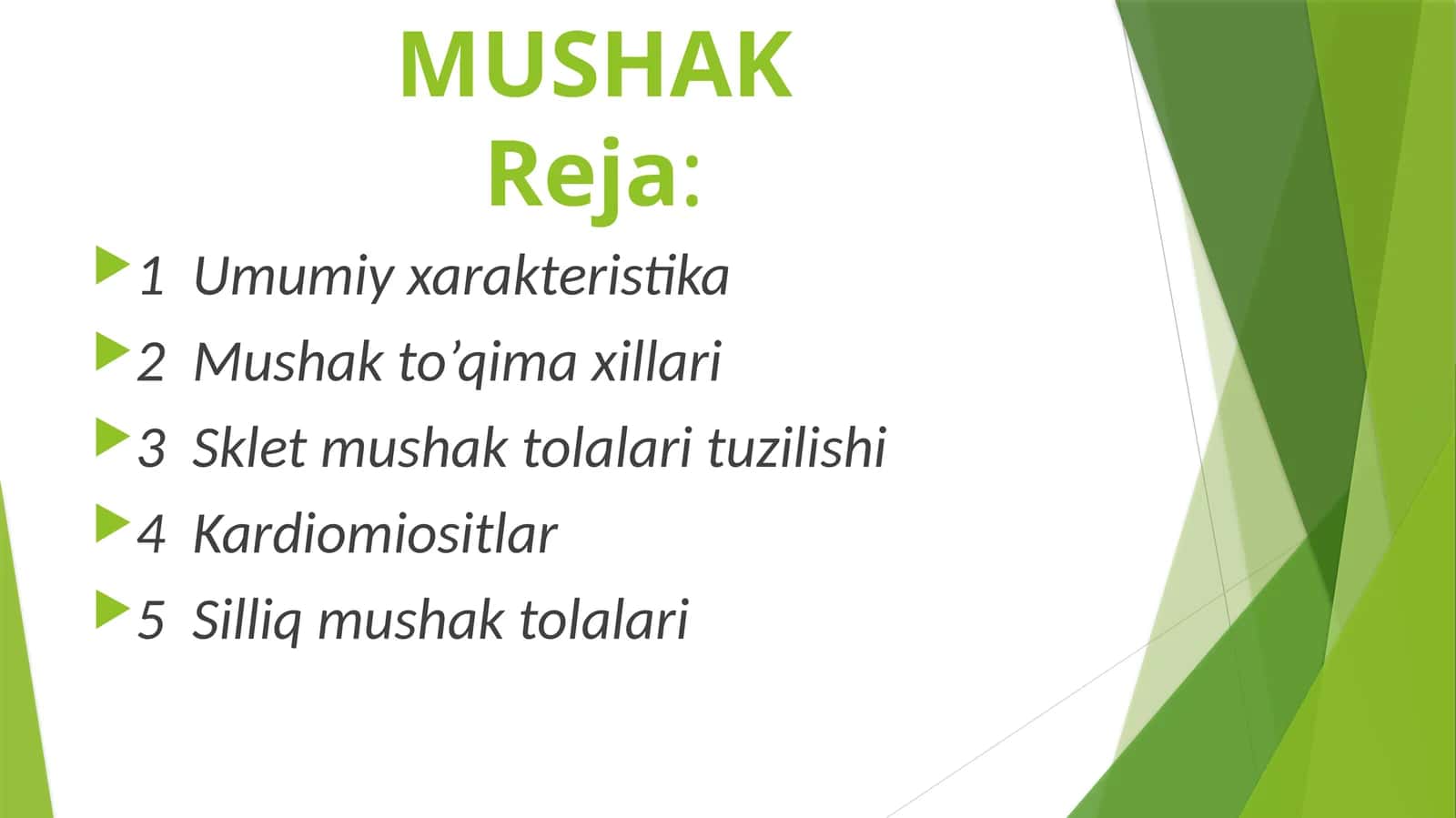 Mushak to'qimasi tolalari