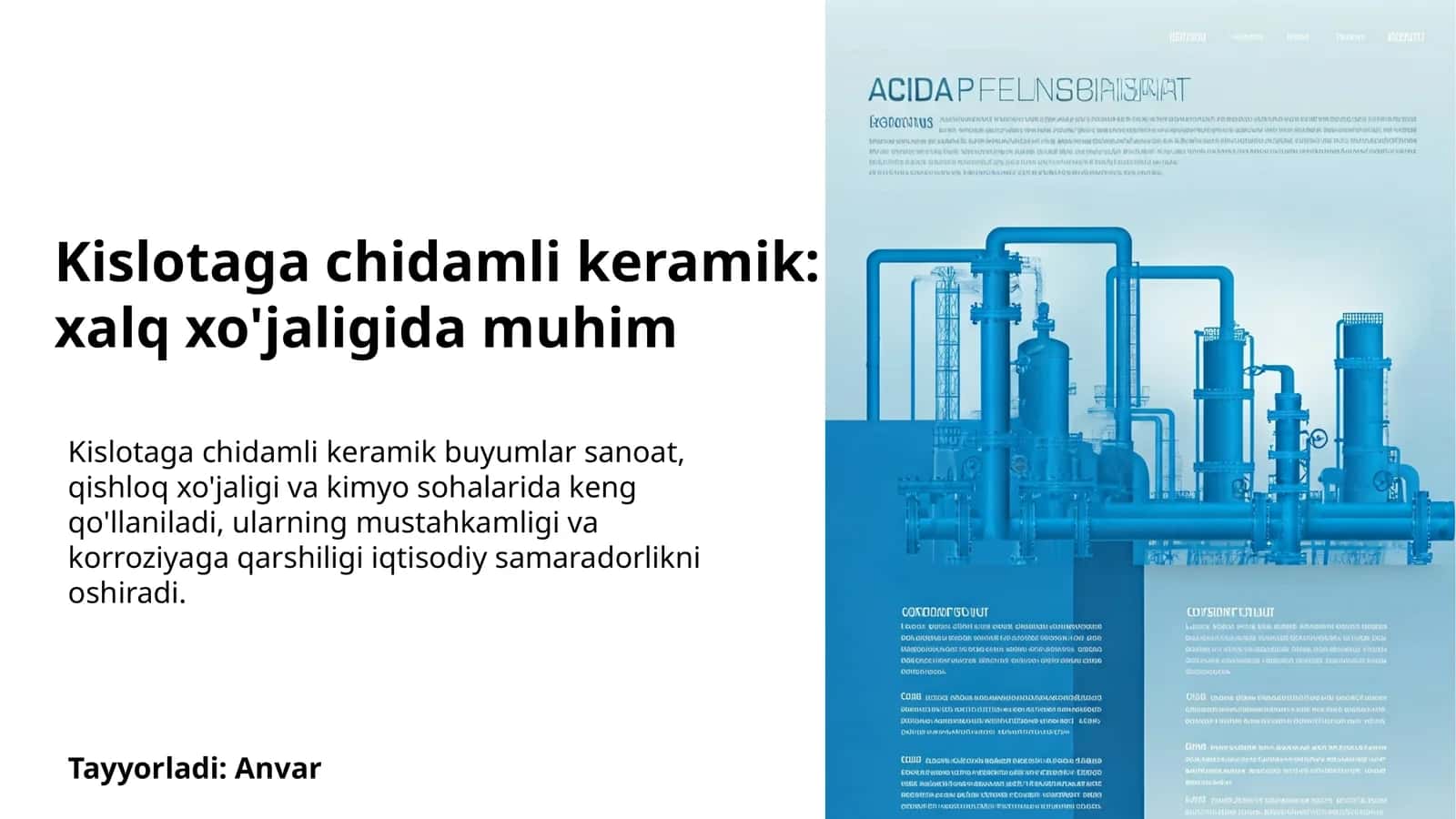 Kislotaga chidamli keramik