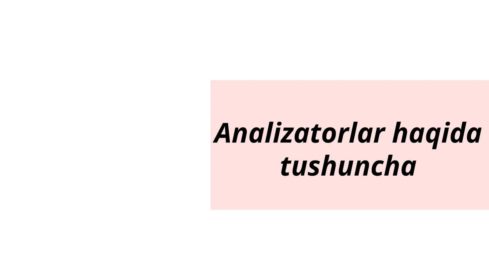 Analizatorlar haqida tushuncha