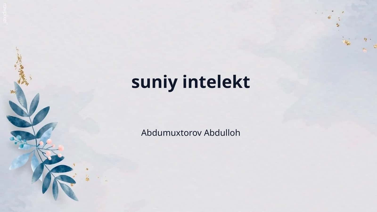suniy intelekt