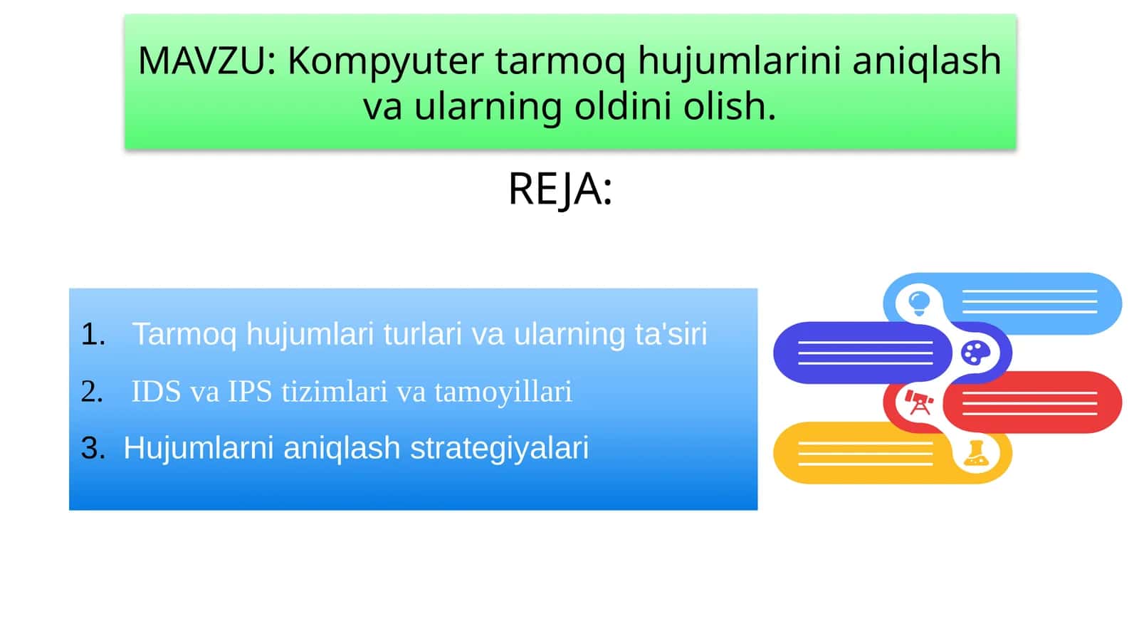 Kompyuter tarmoq hujumlarini aniqlash va ularning oldini olish