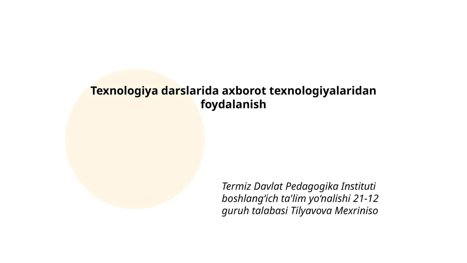 Axborot texnologiyalaridan foydalanish