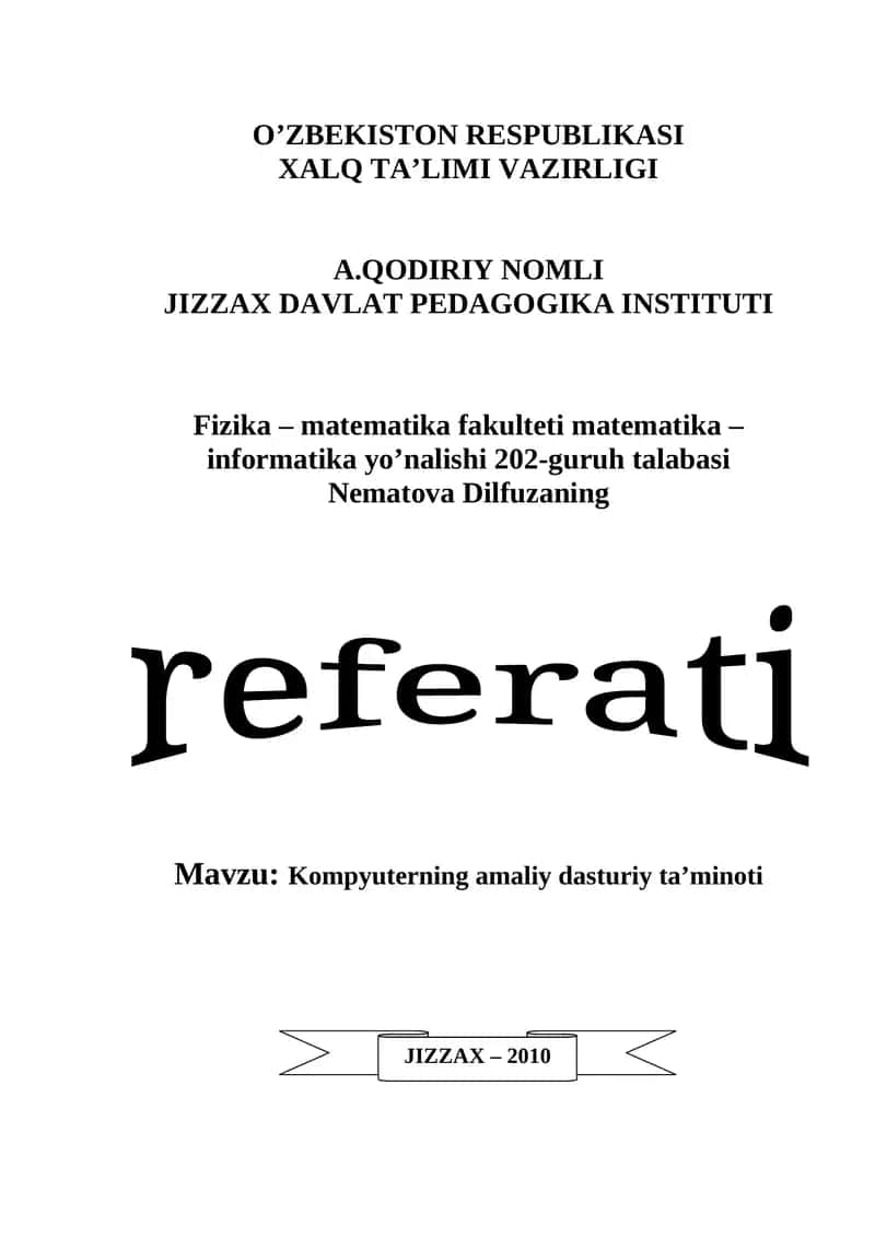 Kompyuterning amaliy dasturiy ta’minoti