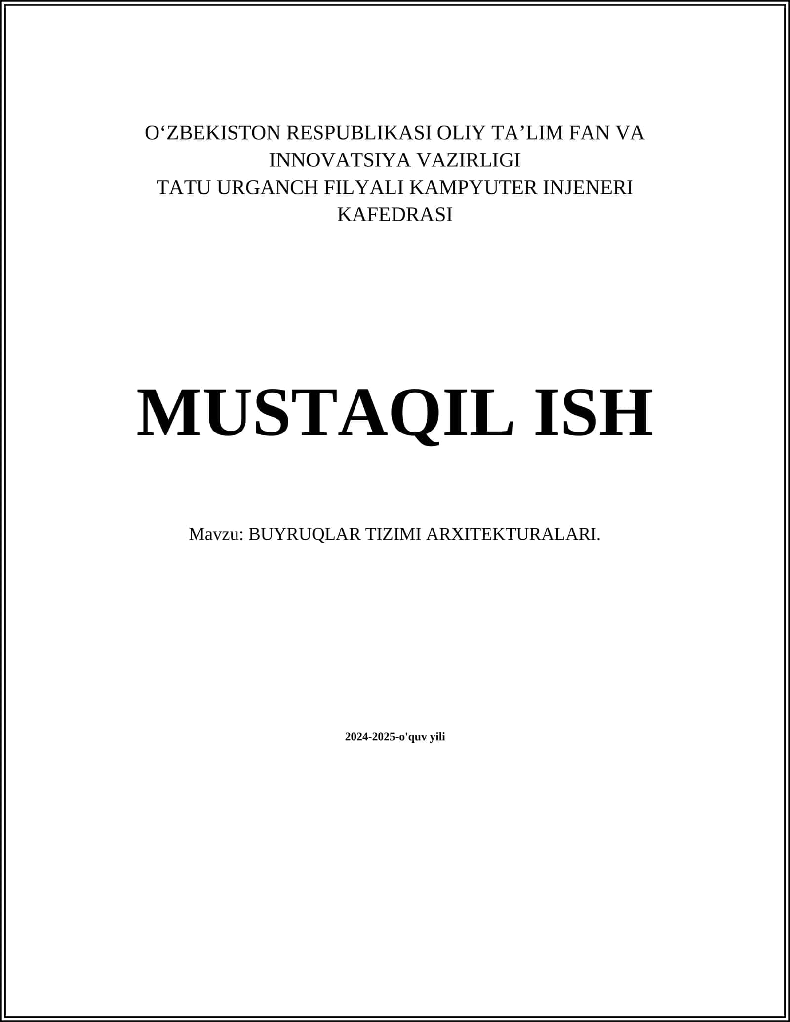 BUYRUQLAR TIZIMI ARXITEKTURALARI