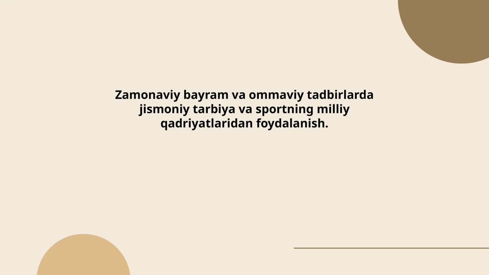 Zamonaviy bayramlar va milliy sport tadbirlarida jismoniy tarbiya