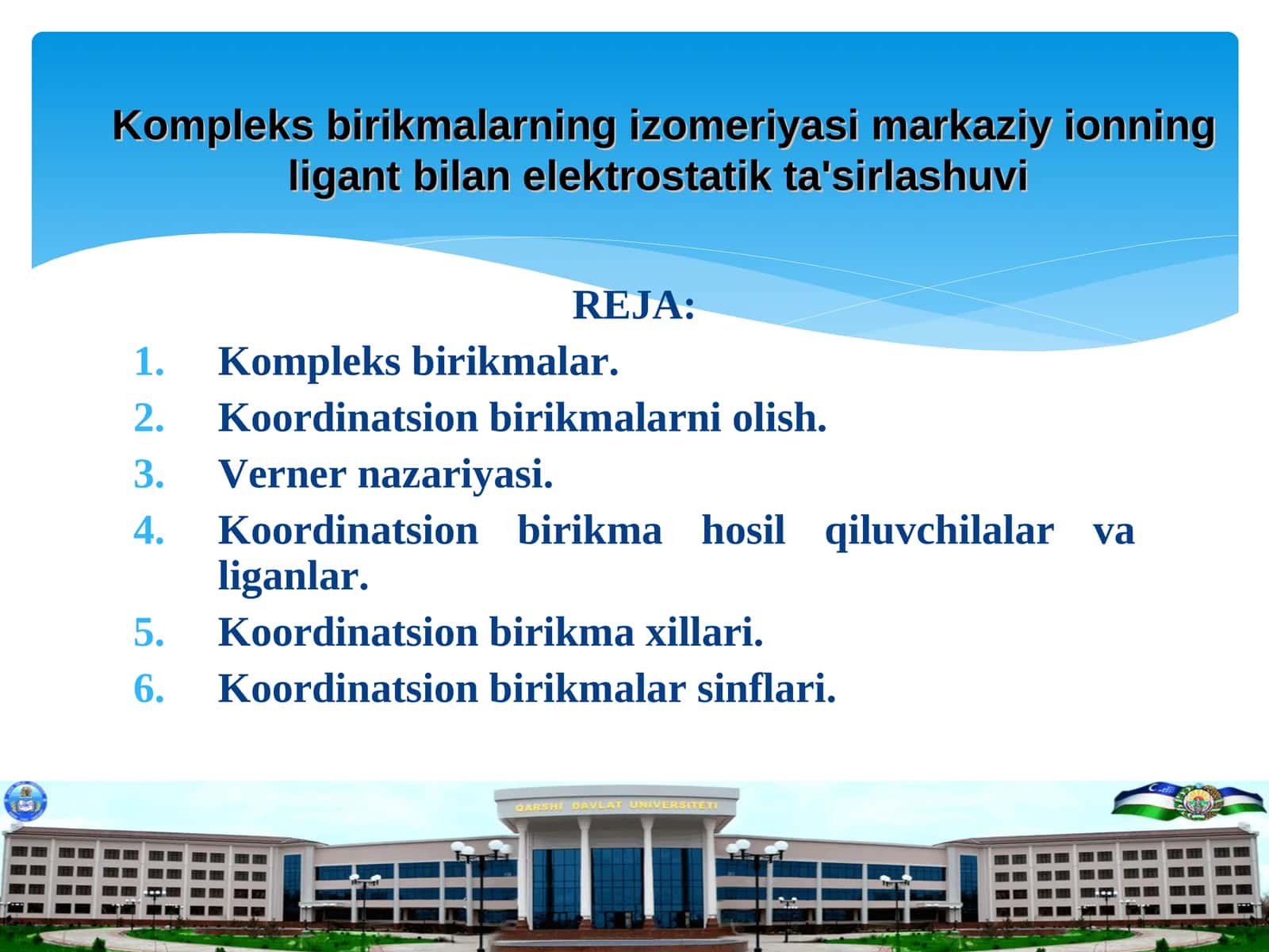 Kompleks birikmalarning izomeriyasi markaziy ionning ligant bilan elektrostatik ta'sirlashuvi