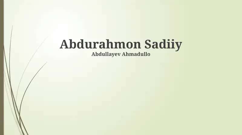 Abdurahmon Sa'diy