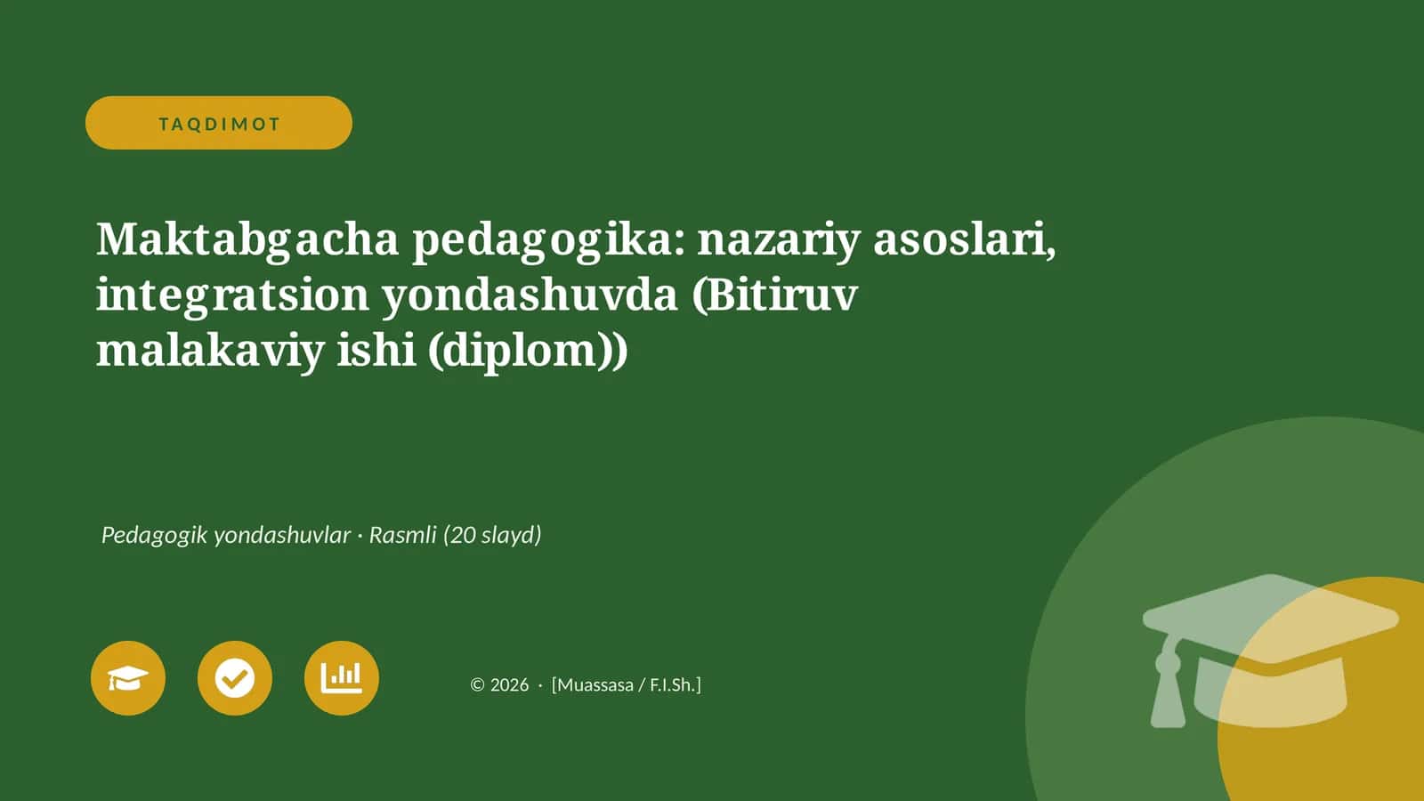 Maktabgacha pedagogika: nazariy asoslari, integratsion yondashuvda (Bitiruv malakaviy ishi (diplom))