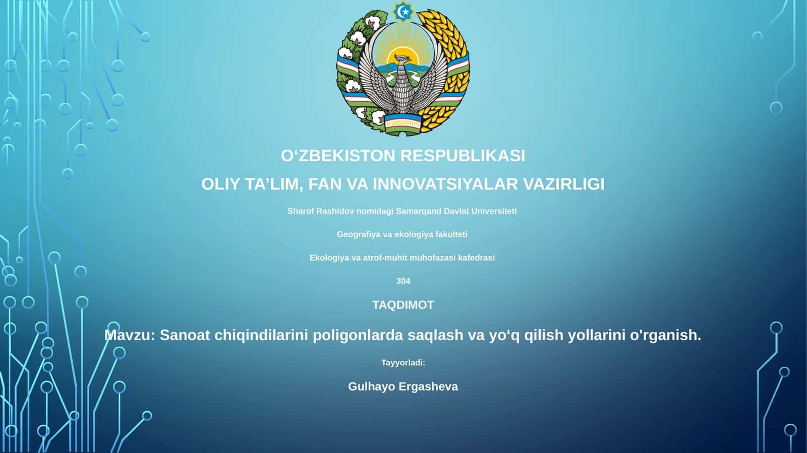 Sanoat chiqindilarini poligonlarda saqlash va yo‘q qilish yollarini o'rganish