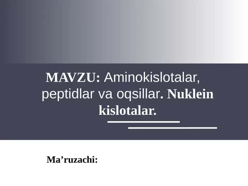 MONO AMINO DIKARBON KISLOTALAR
