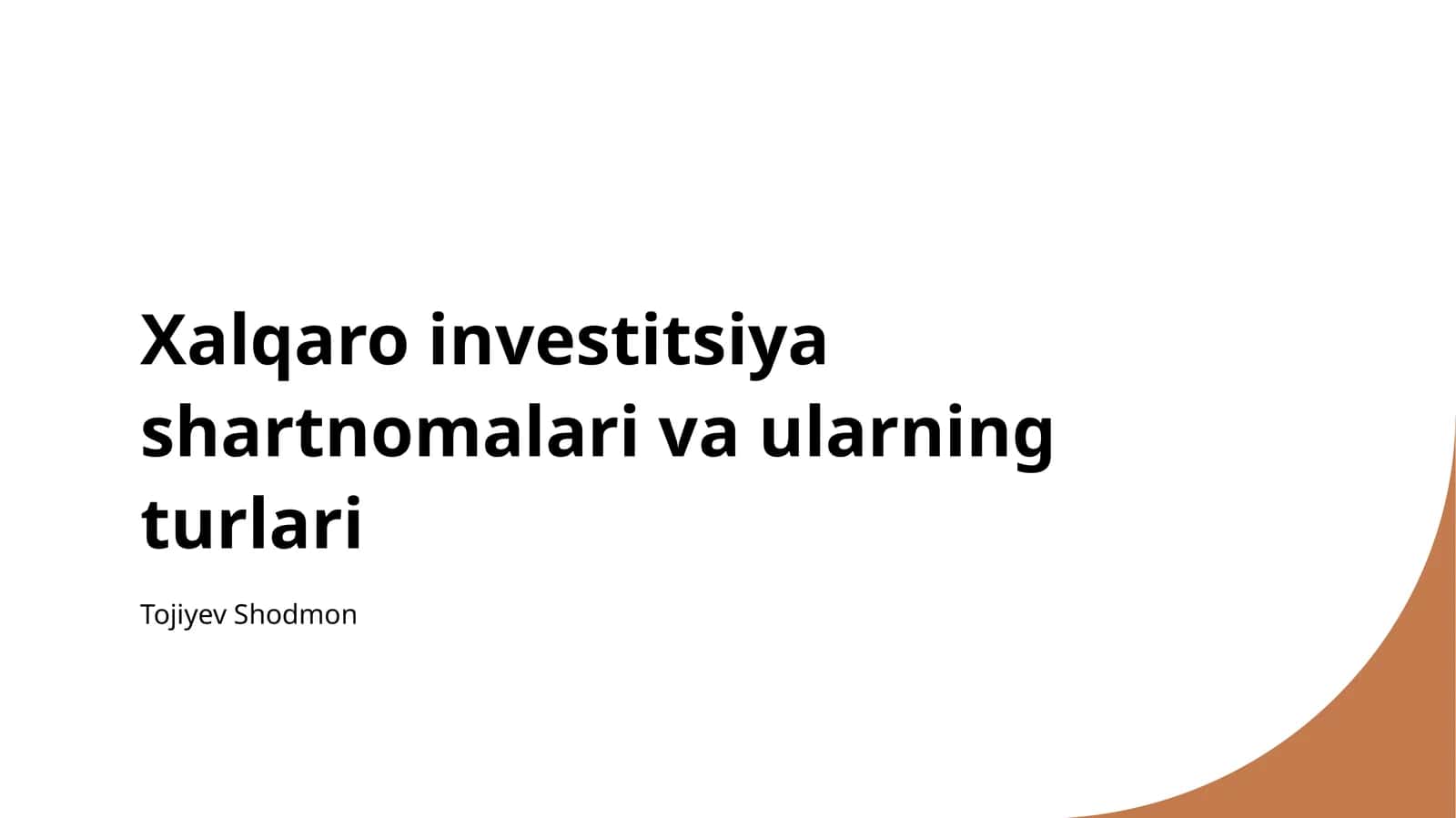 Xalqaro investitsiya shartnomalari va ularning turlari