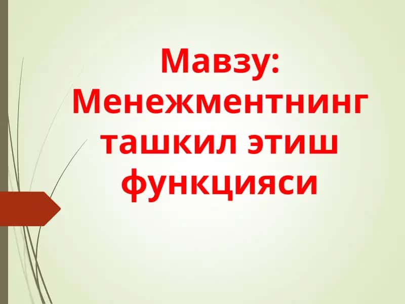 Менежментнинг ташкил этиш функцияси