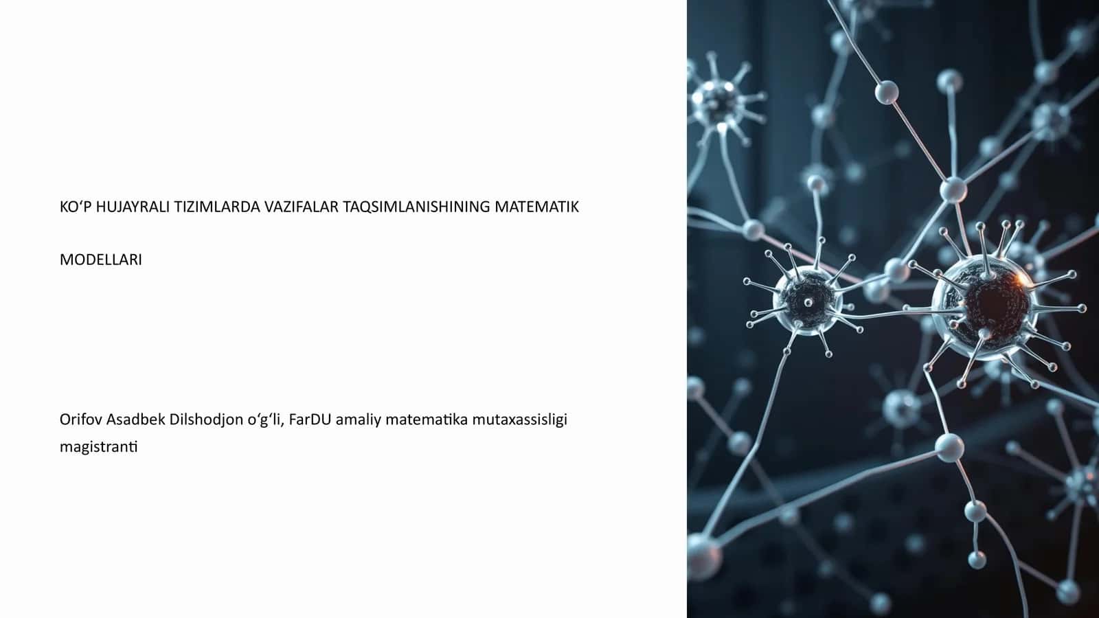 KO‘P HUJAYRALI TIZIMLARDA VAZIFALAR TAQSIMLANISHINING MATEMATIK MODELLARI