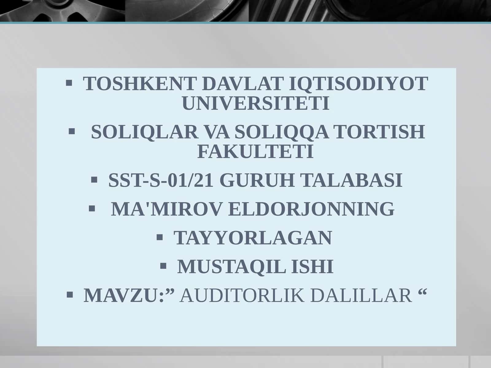 "AUDITORLIK DALILLAR"