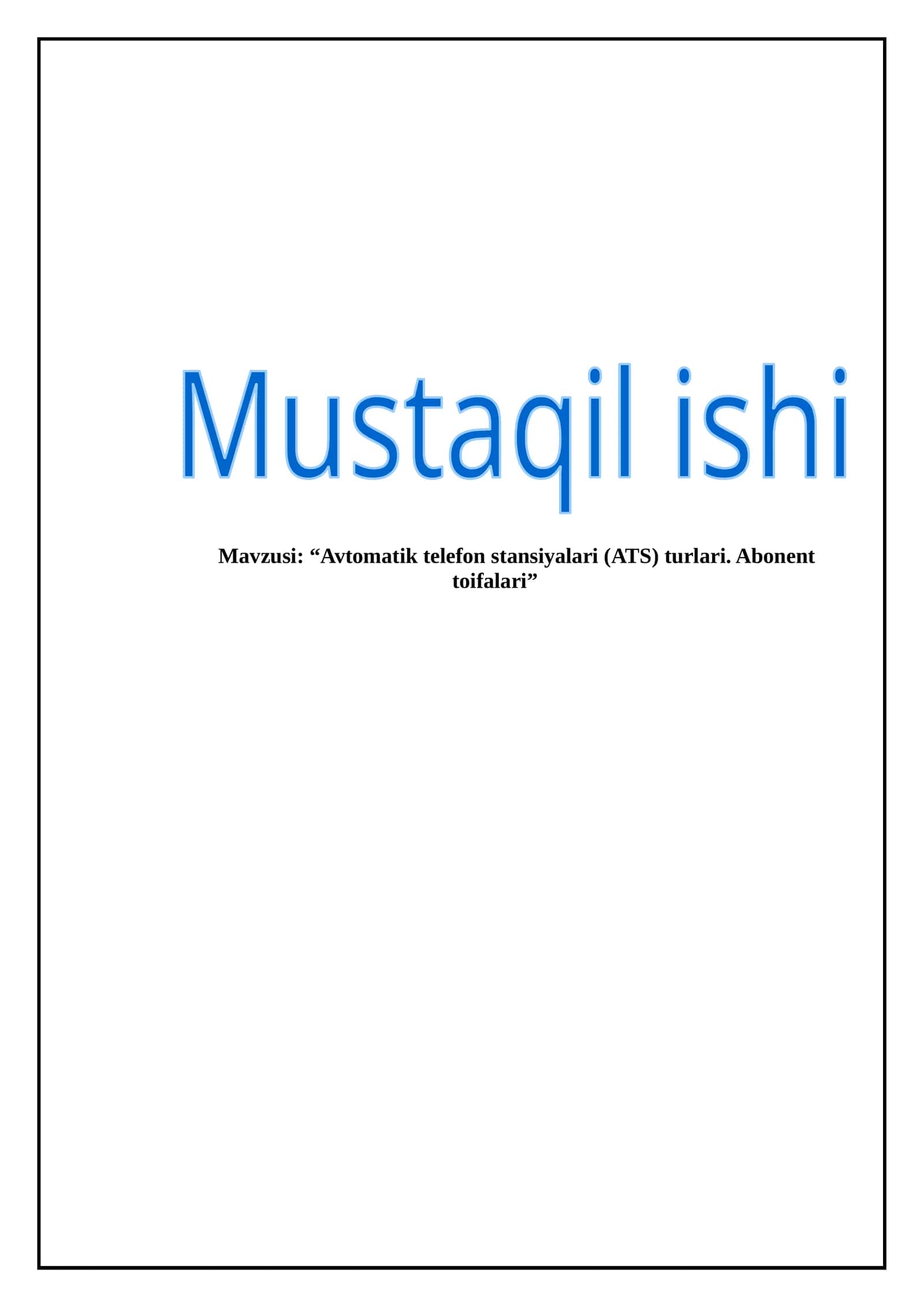 Avtomatik telefon stansiyalari (ATS) turlari. Abonent toifalari