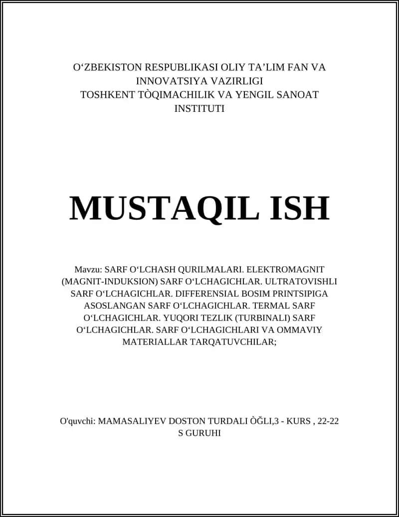 SARF O‘LCHASH QURILMALARI