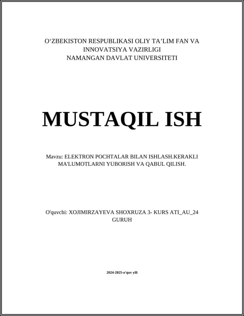 ELEKTRON POCHTALAR BILAN ISHLASH