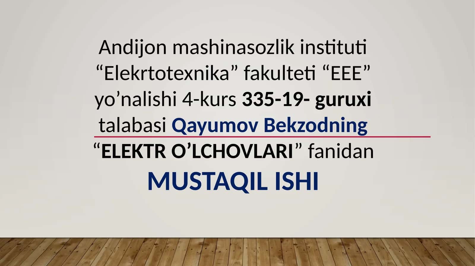 Elektr O’lcholari