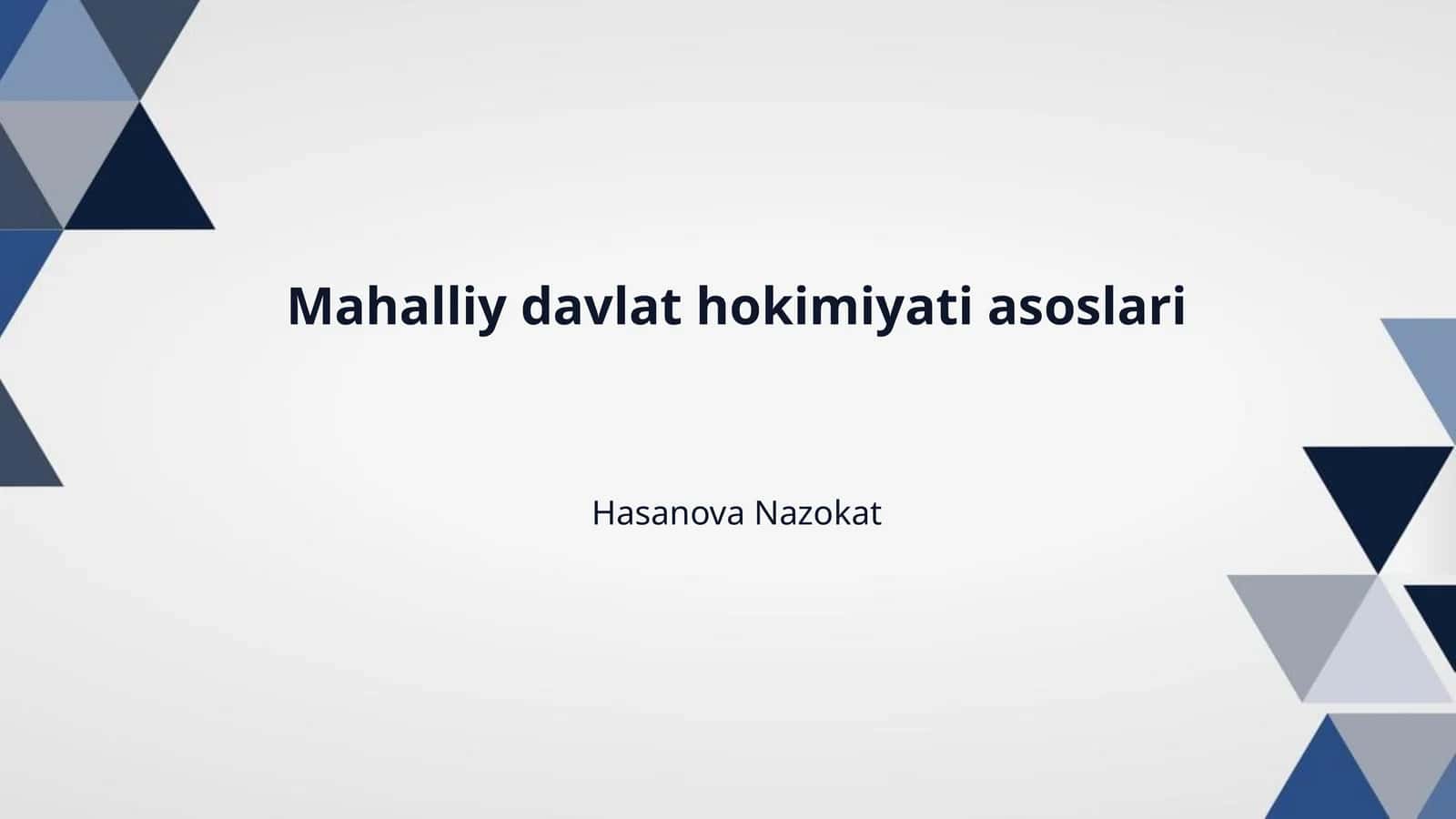 Mahalliy davlat hokimiyati asoslari