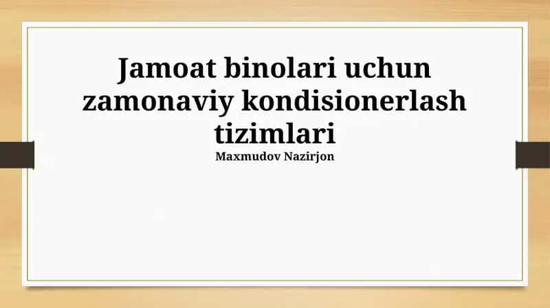 Zamonaviy kondisionerlash tizimlari