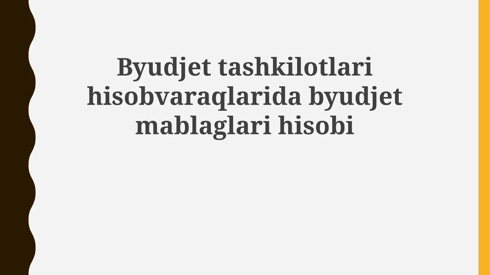 Бюджет ташкилотлари ҳисобида бюджет маблағлари ҳисоби
