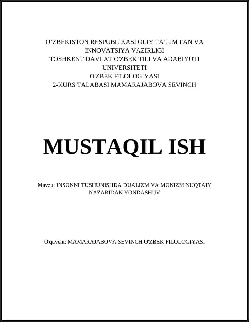 Dualizm va Monizm