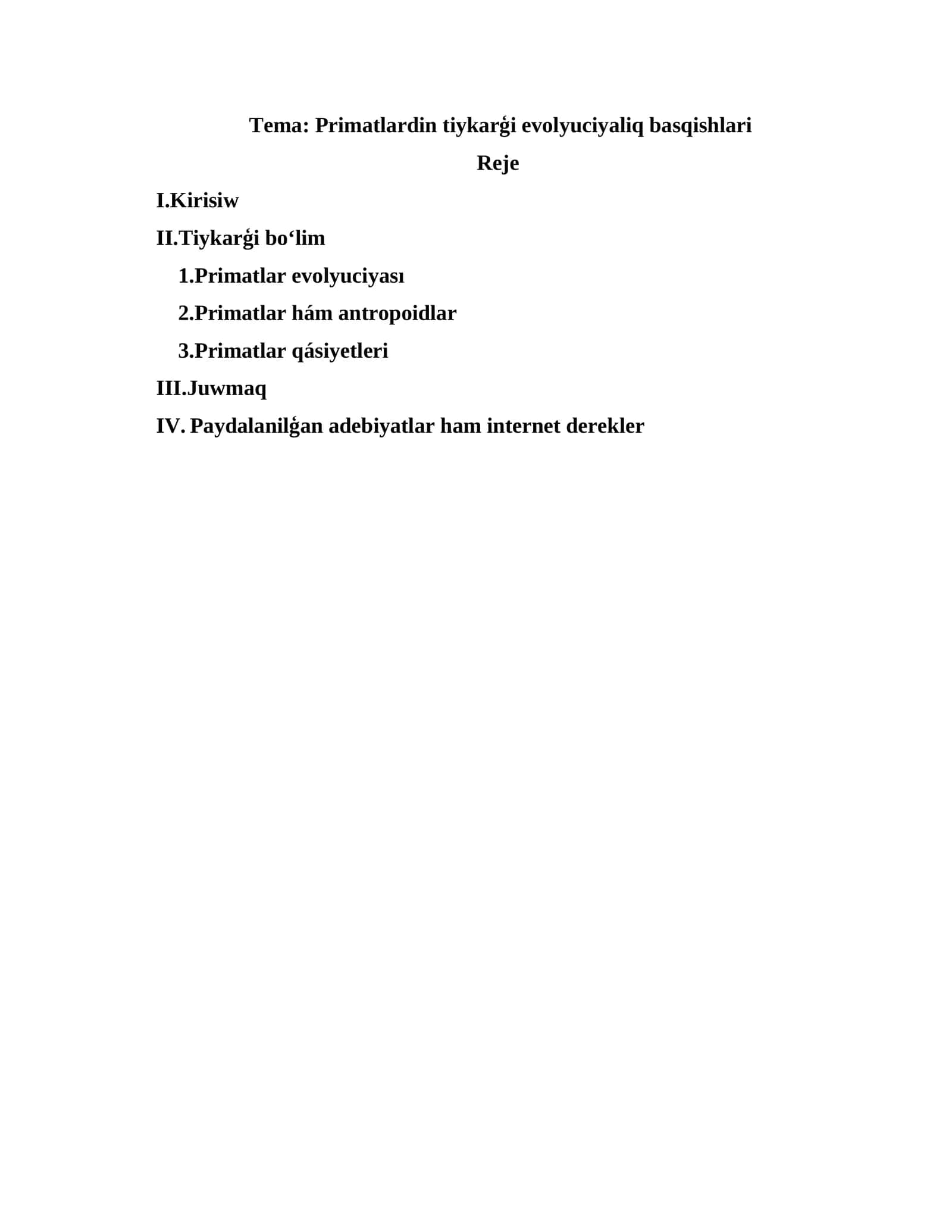 Primatlardin tiykarģi evolyuciyaliq basqishlari