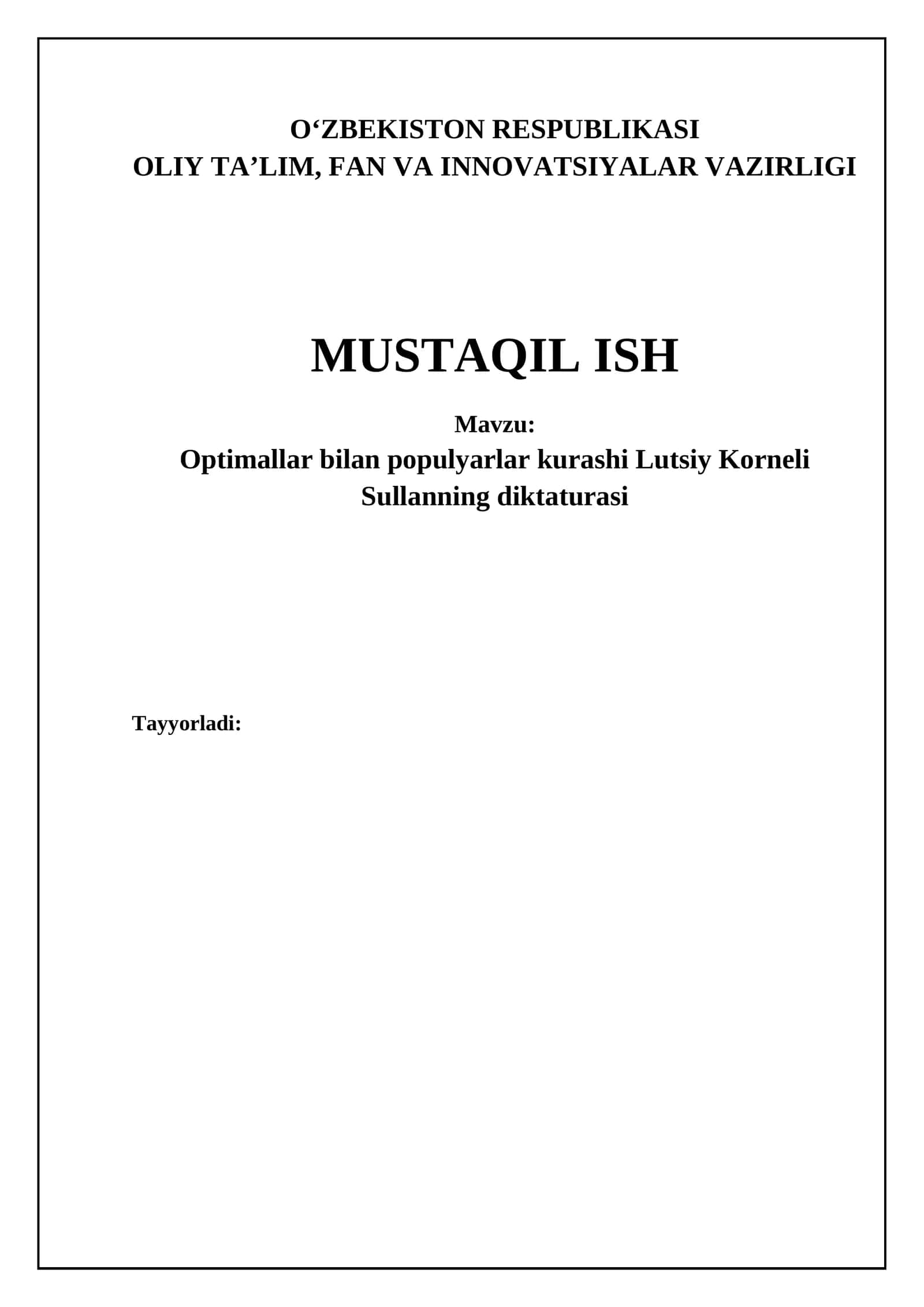 Optimallar bilan populyarlar kurashi Lutsiy Korneli Sullanning diktaturasi
