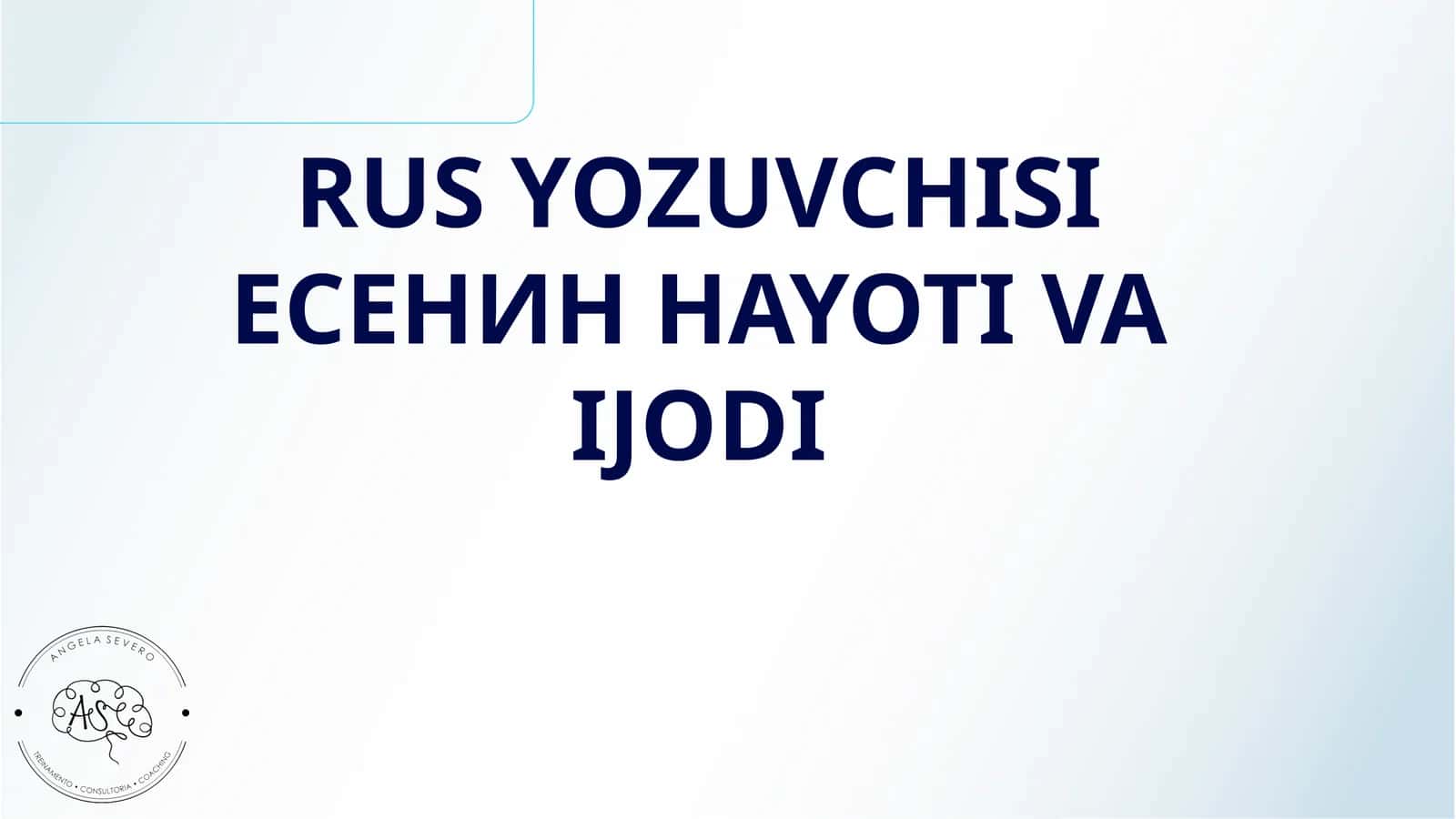 RUS YOZUVCHISI ЕСЕНИН HAYOTI VA IJODI