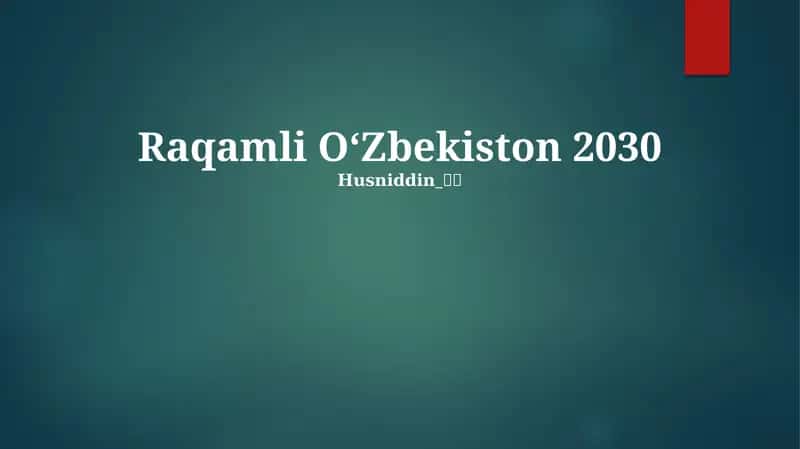 Raqamli OʻZbekiston 2030