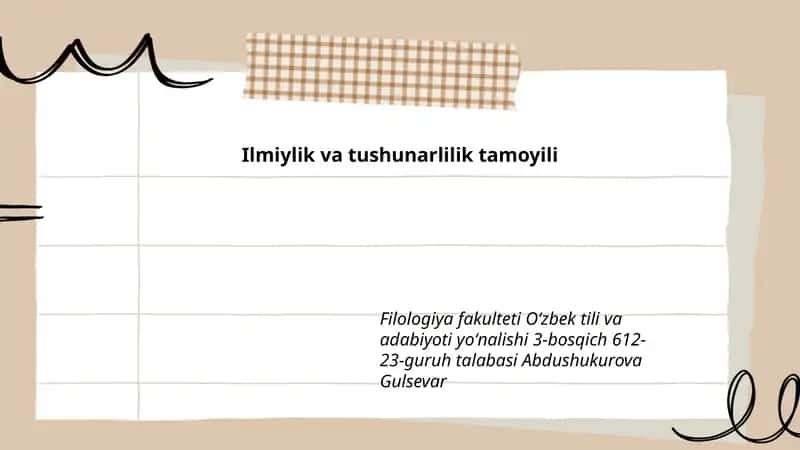 Ilmiylik va tushunarlilik tamoyili