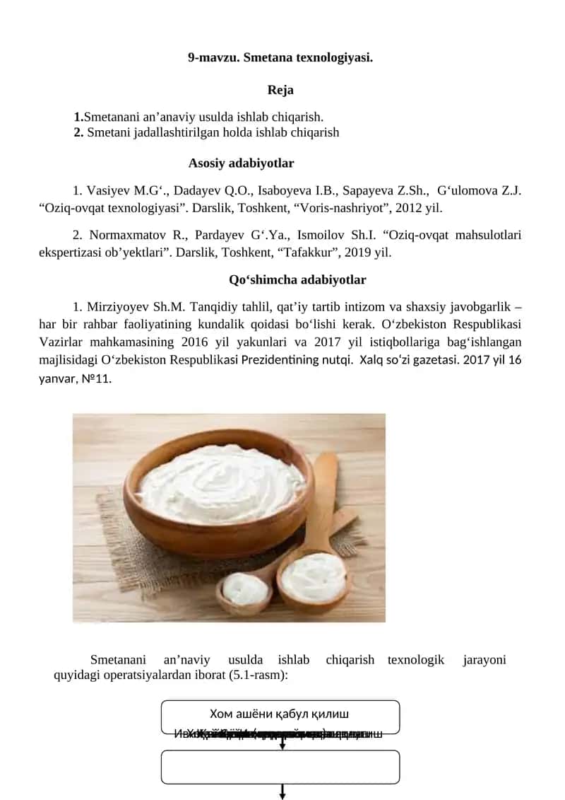Smetana texnologiyasi