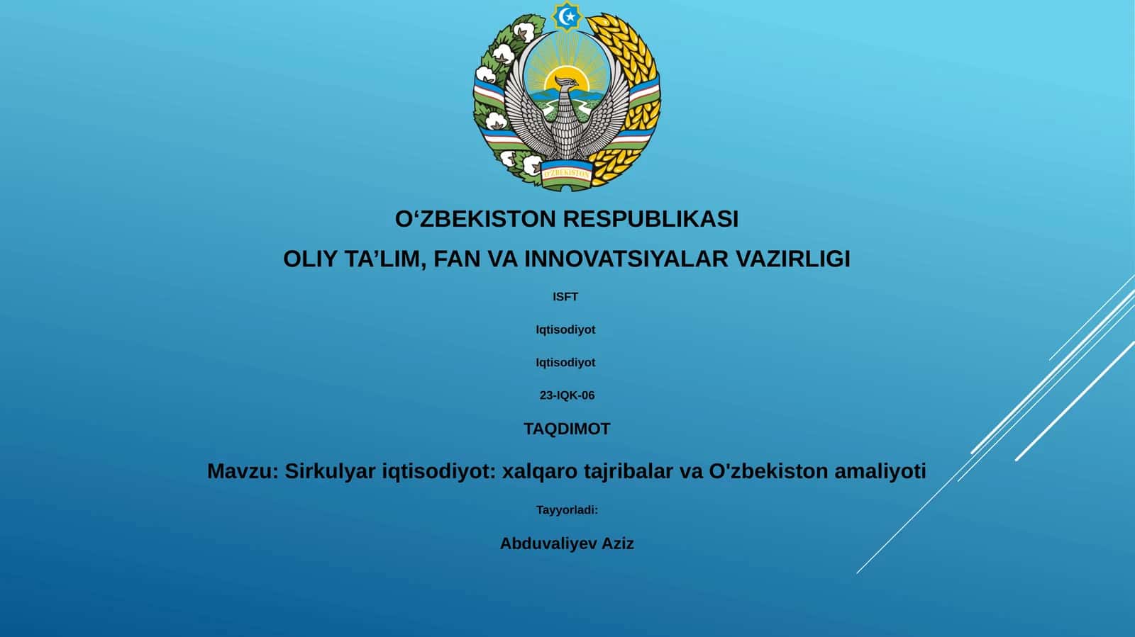 Sirkulyar iqtisodiyot: xalqaro tajribalar va O'zbekiston amaliyoti