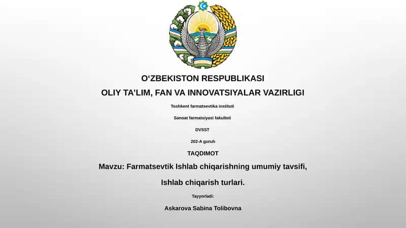 Farmatsevtik Ishlab chiqarish