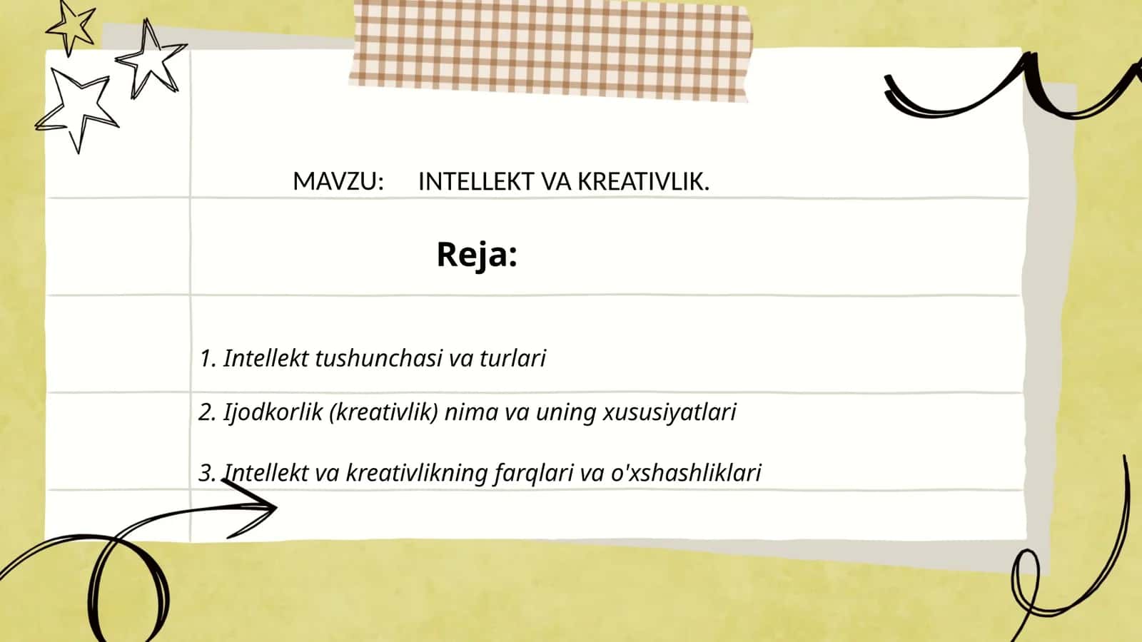 Intellekt va kreativlik taqida tushuncha