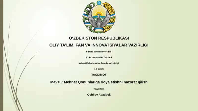 Mehnat Qonunlariga rioya etishni nazorat qilish