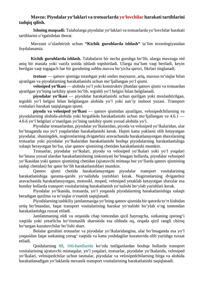 Piyodalar yo‘laklari va trotuarlarda yo‘lovchilar harakati tartiblarini tadqiq qilish