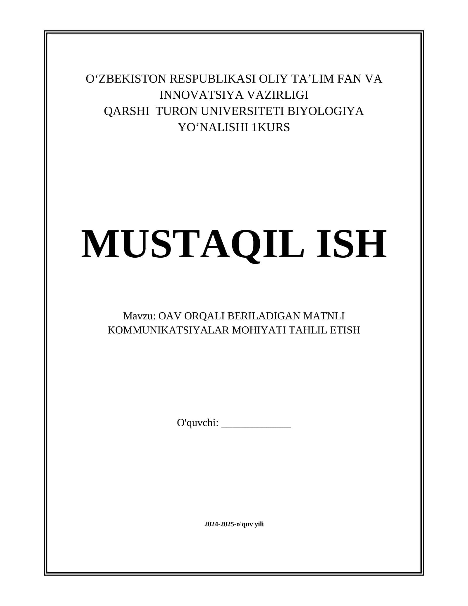 OAV ORQALI BERILADIGAN MATNLI KOMMUNIKATSIYALAR MOHIYATI TAHLIL ETISH