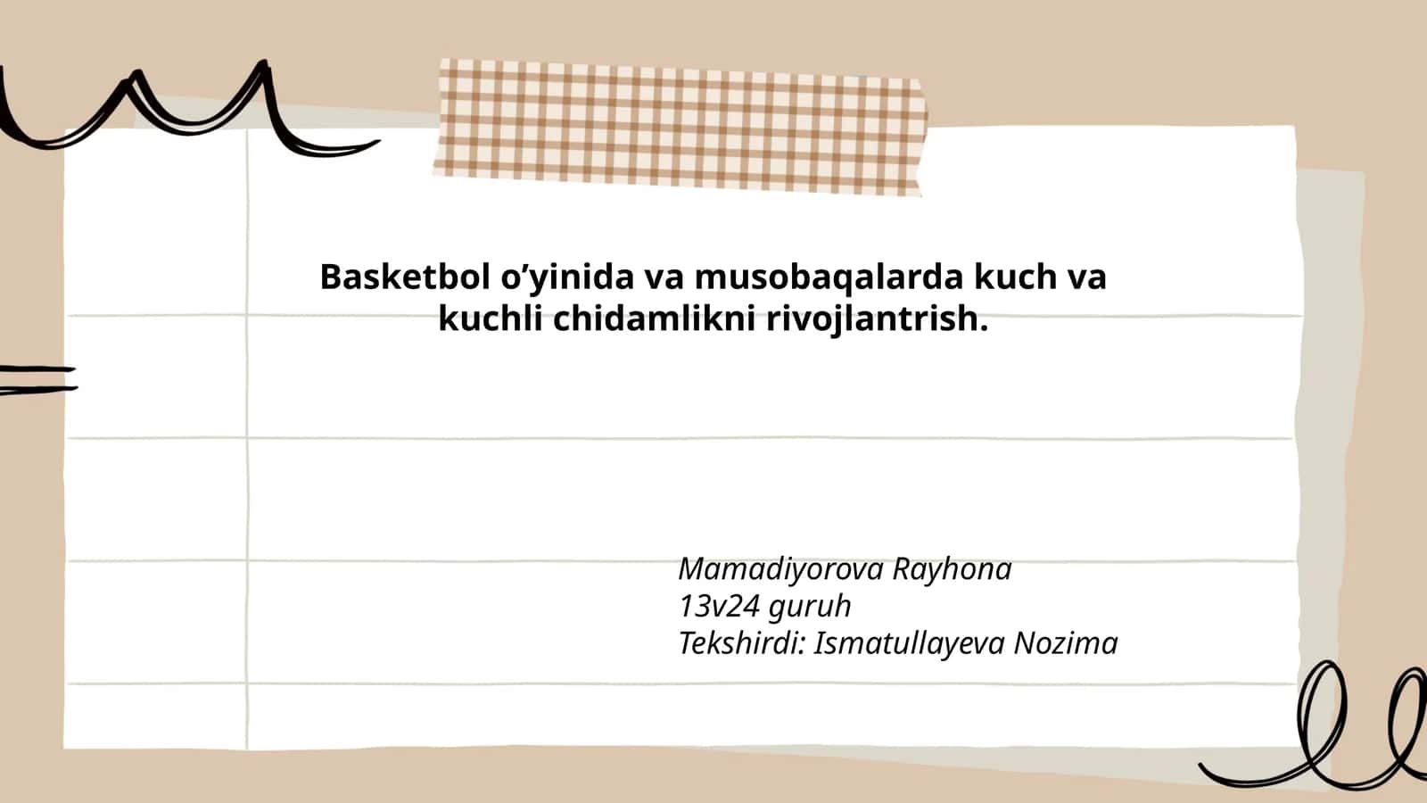 Kuch va kuchli chidamlilik asoslari basketbol o'yinida