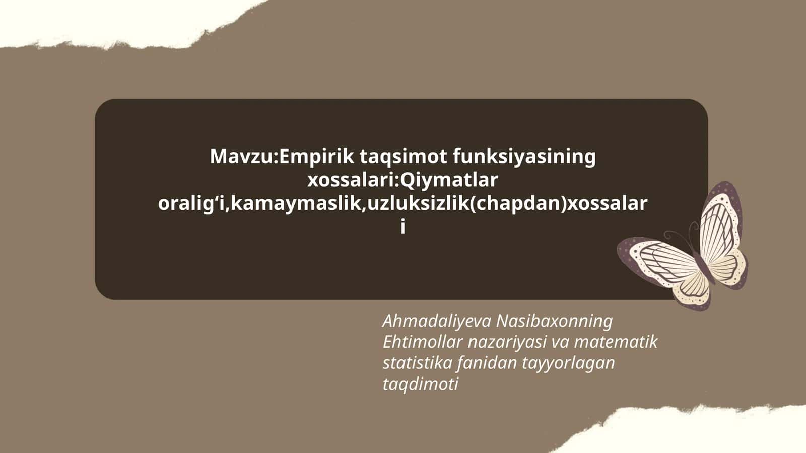 Ehtimollar nazariyasi va matematik statistika