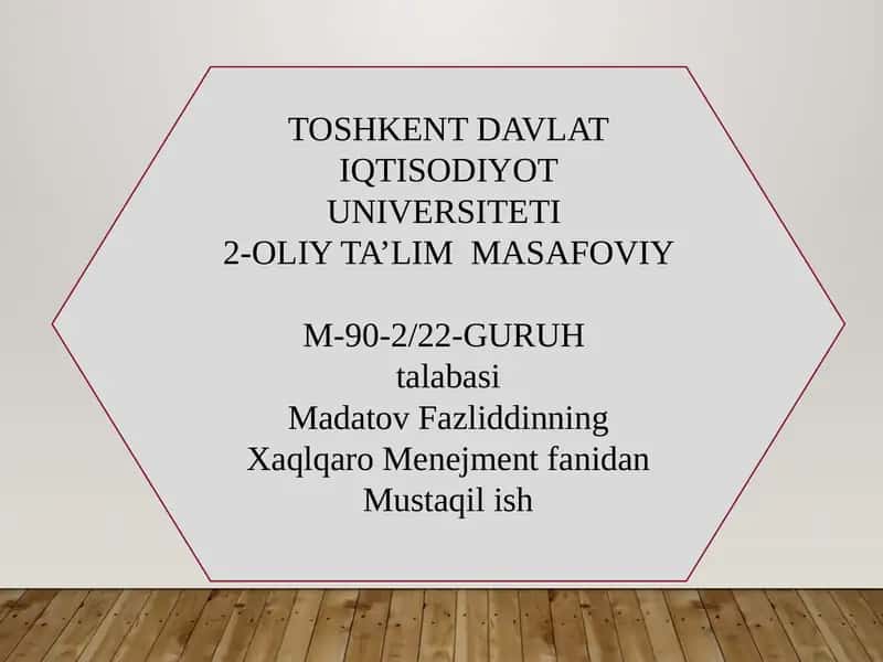 Tashqi bozorda faoliyat sohasini tanlash