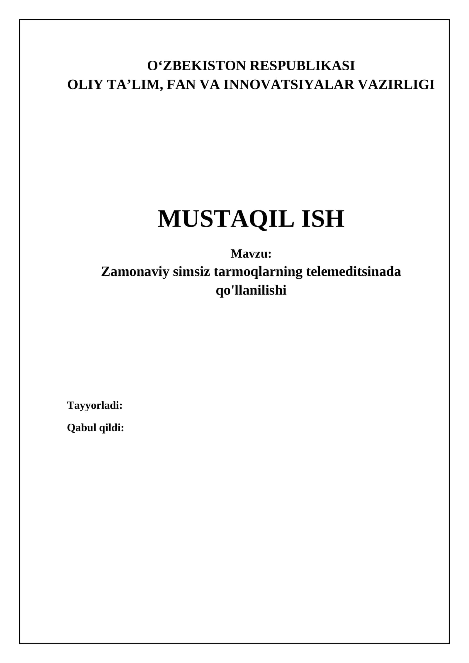 Zamonaviy Simsiz Tarmoqlarning Qo'llanilishi