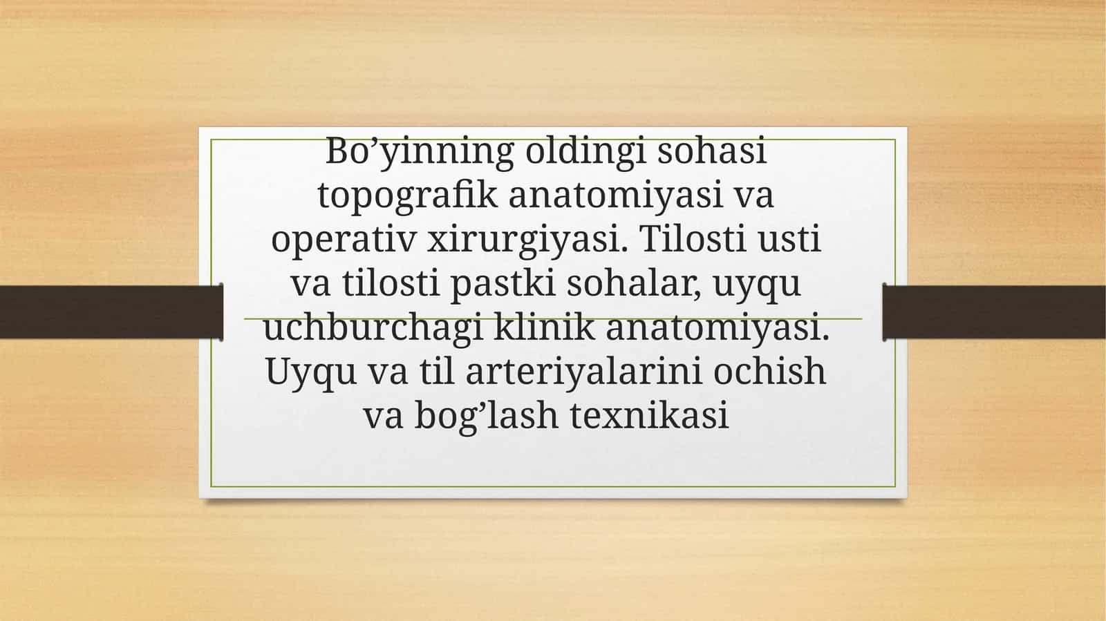 Bo’yinningoldingisohasi anatomiyasi va operativ xirurgiyasi