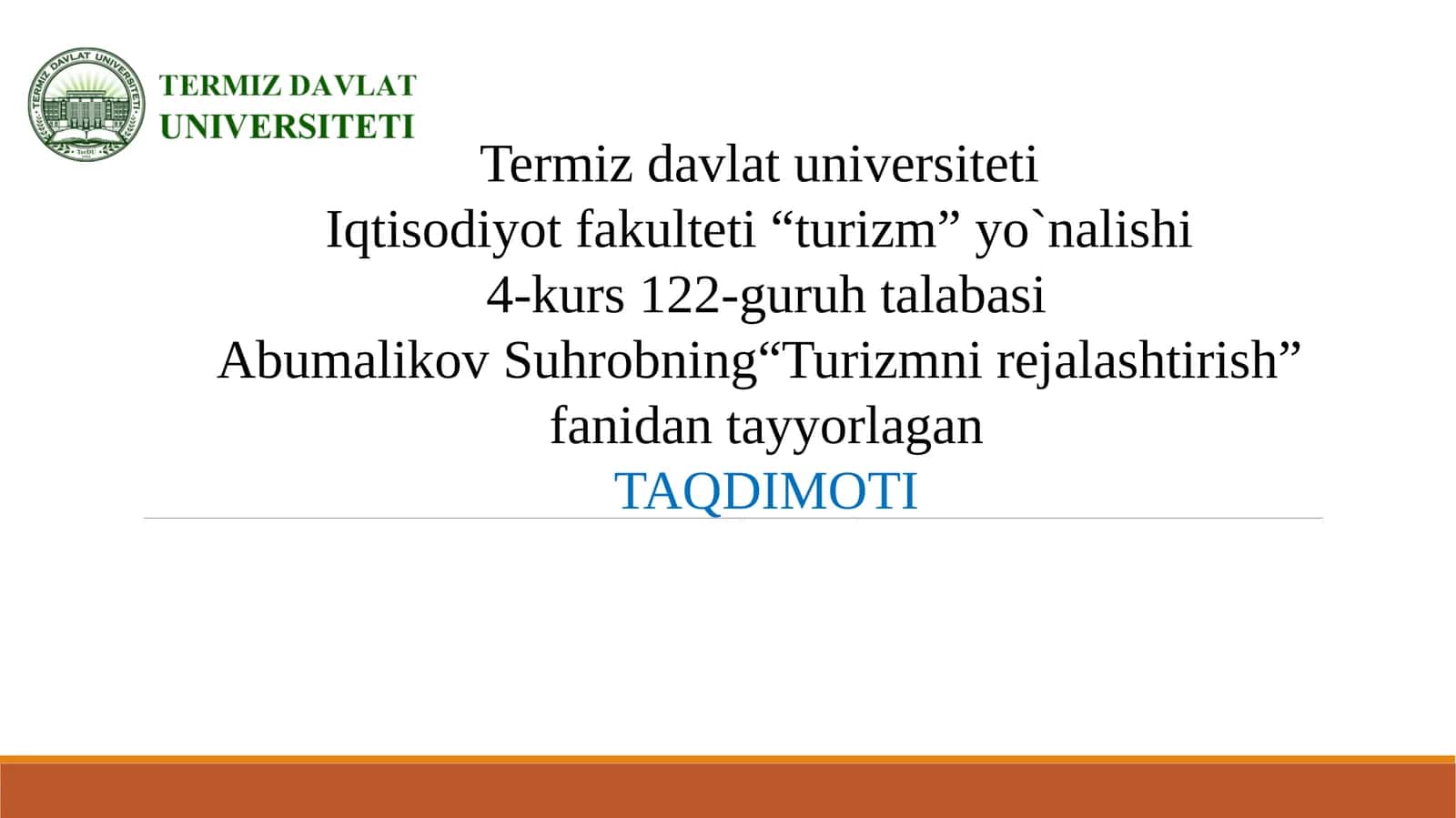 Turizm Nirejalashtirish