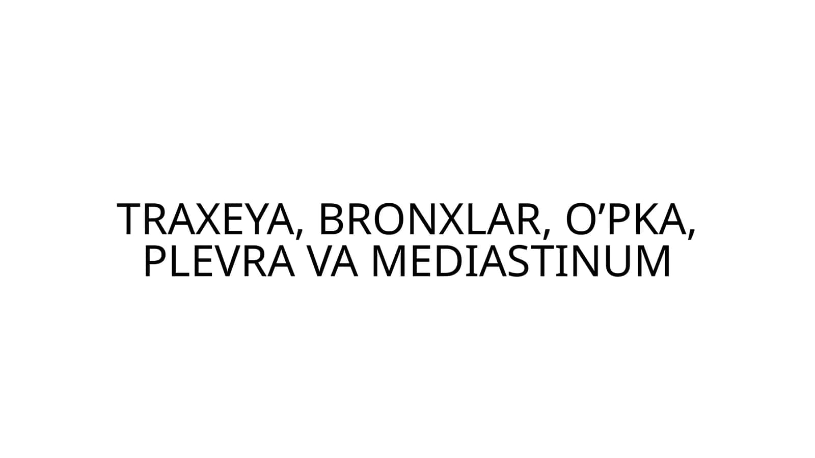TRAXEYA, BRONXLAR, O’PKA, PLEVRA VA MEDIASTINUM